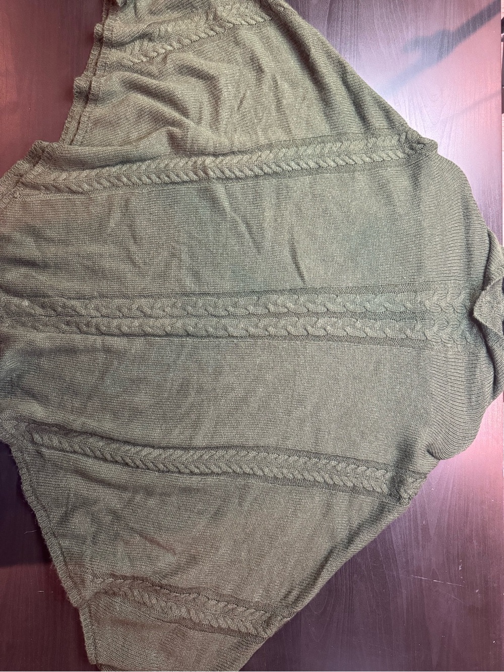 SHEIN Olive Cable-Trim Dolman Sweater